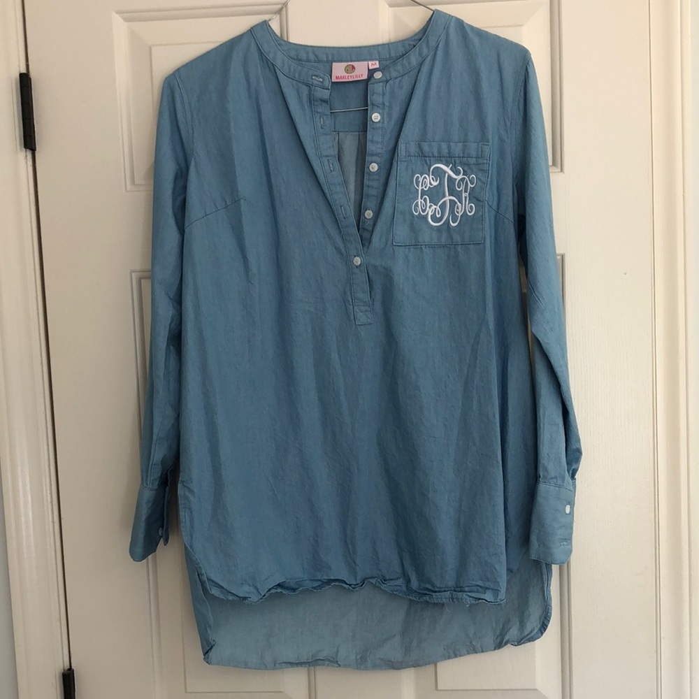 Marleylilly chambray tunic with CRT monogram